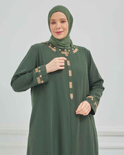 abaya vert avec  broderie grande taille | 2002-2-9