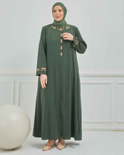 abaya vert avec  broderie grande taille | 2002-2-9