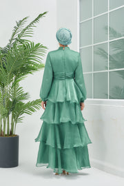  فستان سهرة بطبقات اخضر مائي    | 7760-15